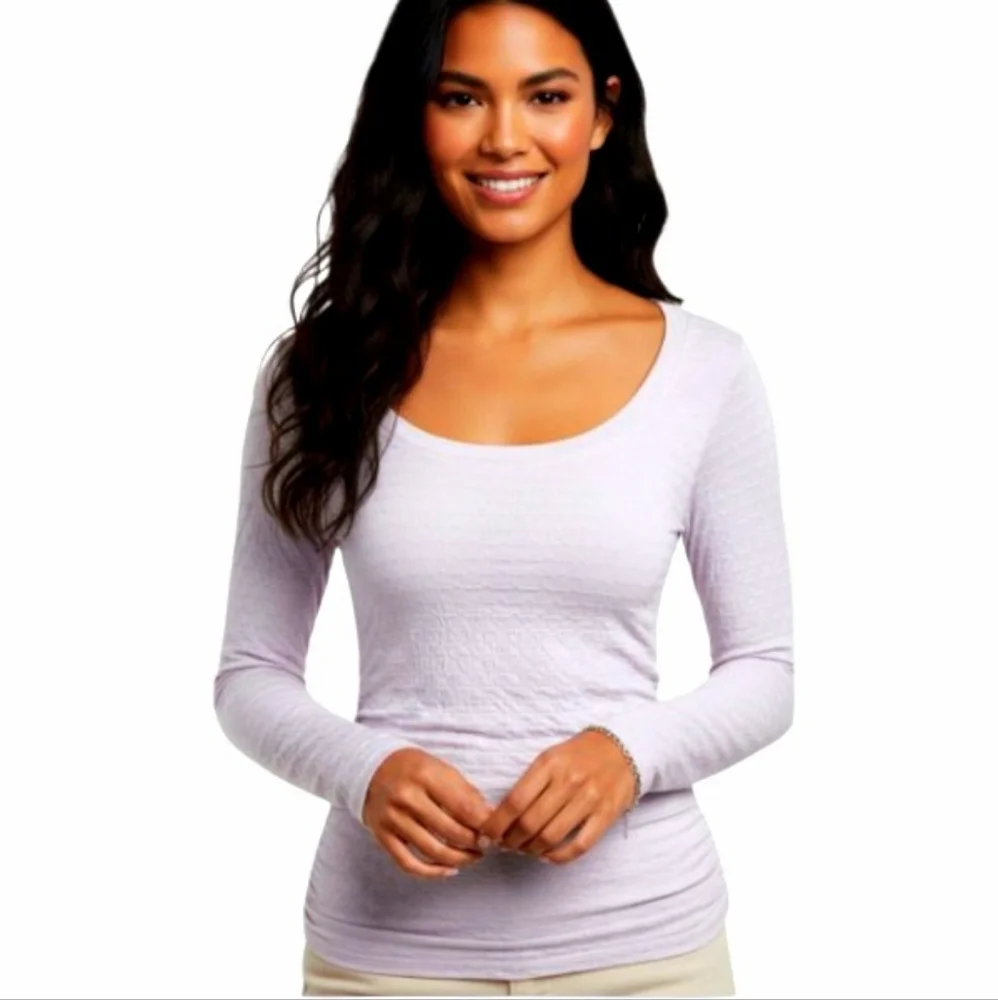Free People Lavender Long Sleeve Textured Tee
